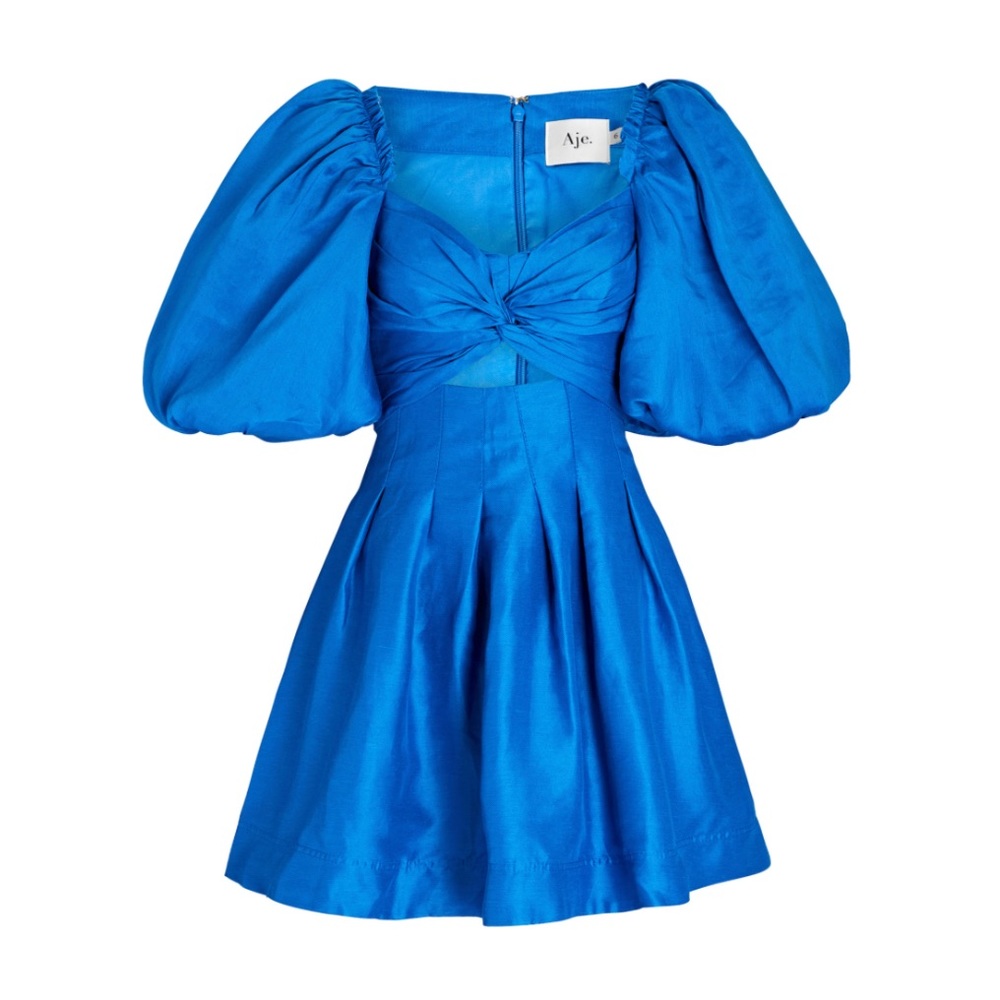 AJE Dusk Twist-Front Linen-Blend Mini Dress